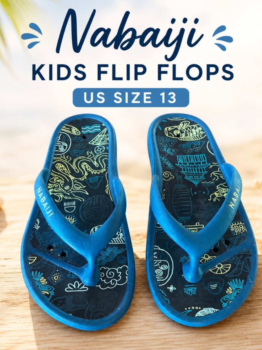 Nabaiji Kids Blue Flip Flops – US Size 13